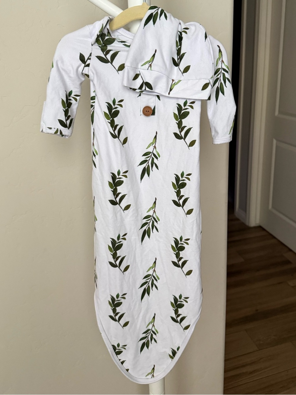 Caden Lane Olive Leaf Gown And Hat 0-3 Months